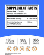 BulkSupplements.com DMAE Bitartrato Cápsulas - 130 mg por porción - 365 cápsulas