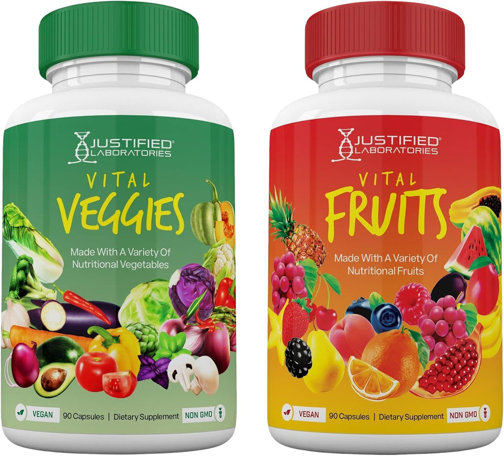Justified Laboratories Superfoods Set - Vital Fruits (90 Cápsulas) + Vital Veggies (90 Cápsulas)