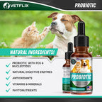 Probióticos Líquidos Premium para Perros, Gatos, Cachorros y Gatitos, 60 ml - Vetflix