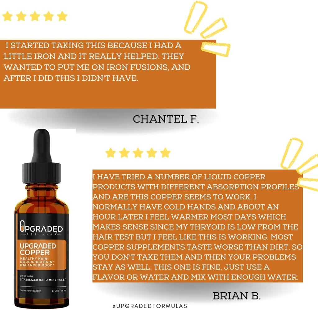 Upgraded Formulas Cobre Líquido con Nano Minerales - Cabello Saludable, Piel Nutrida y Equilibrio - Vegano, Paleo (60 ml)