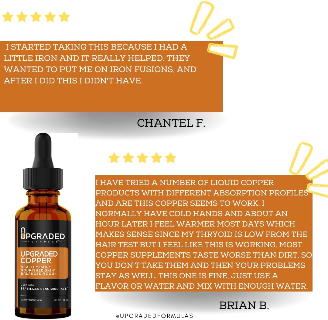 Upgraded Formulas Cobre Líquido con Nano Minerales - Cabello Saludable, Piel Nutrida y Equilibrio - Vegano, Paleo (60 ml)