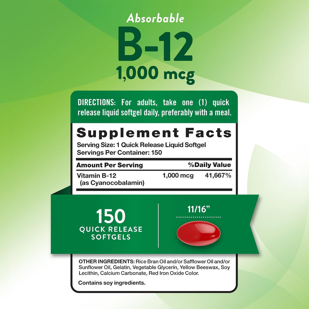 Nature's Truth Vitamina B12 1000 mcg - 150 Cápsulas Blandas
