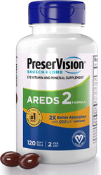 PreserVision AREDS 2 Suplemento vitamínico y mineral para la visión con OCUSorb, 120 cápsulas blandas veganas, contiene luteína, zeaxantina, vitamina C y E, zinc y cobre