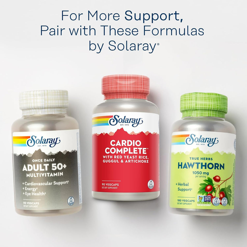 SOLARAY Cardio Complete - Complejo para el Corazón con Arroz Rojo, Guggul y Alcachofa, más Vitaminas B - 90 Cápsulas Veganas
