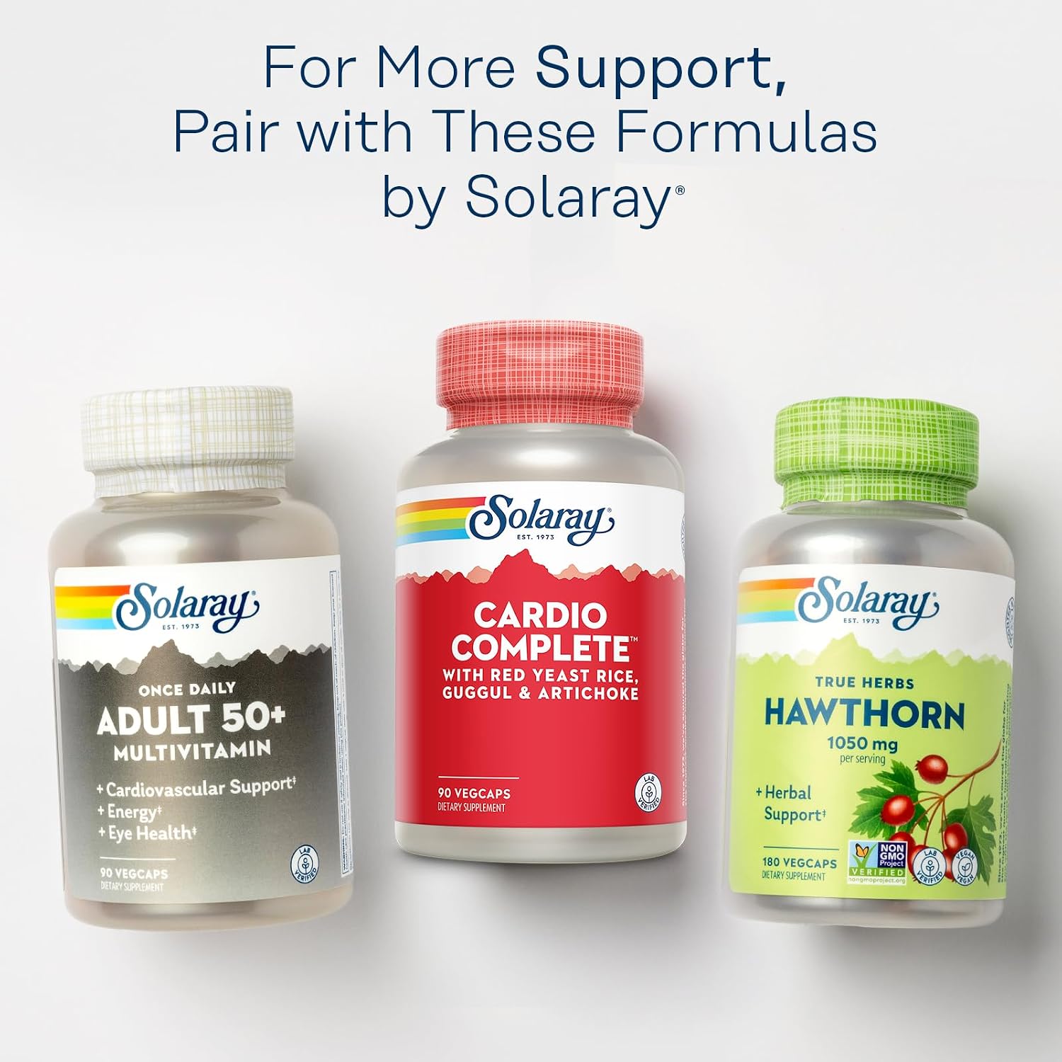SOLARAY Cardio Complete - Complejo para el Corazón con Arroz Rojo, Guggul y Alcachofa, más Vitaminas B - 90 Cápsulas Veganas