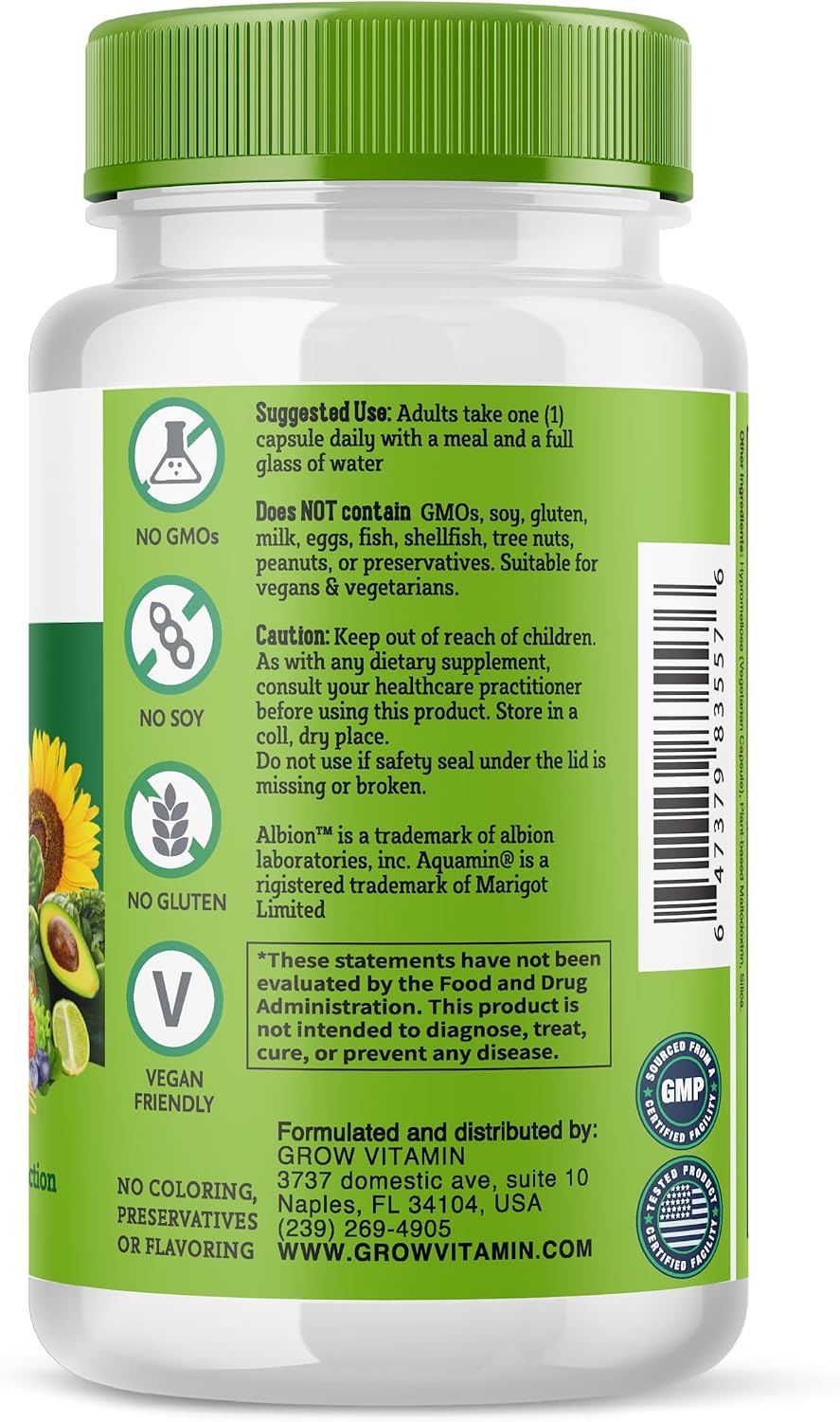 grow vitamin Multivitamínico Diario para Mujeres - 24 Vitaminas y Minerales - 60 Cápsulas - 2 Meses de Suministro