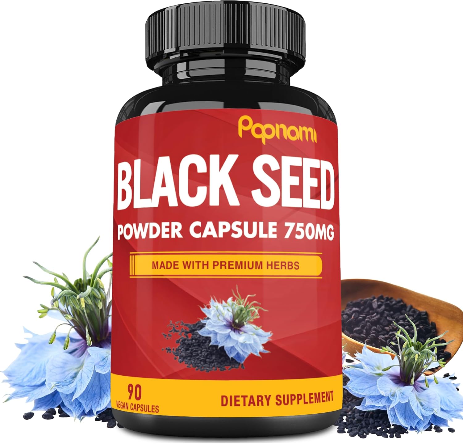 Cápsulas de Semilla Negra Pura 750mg - Suplemento Natural de Papnami (90 Cápsulas, 3 Meses)