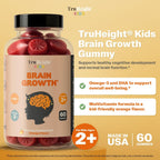 TruHeight Kids Brain Growth Gummies - Gominolas de Omega 3 y DHA para el Desarrollo Cerebral (Naranja, 2+ años)