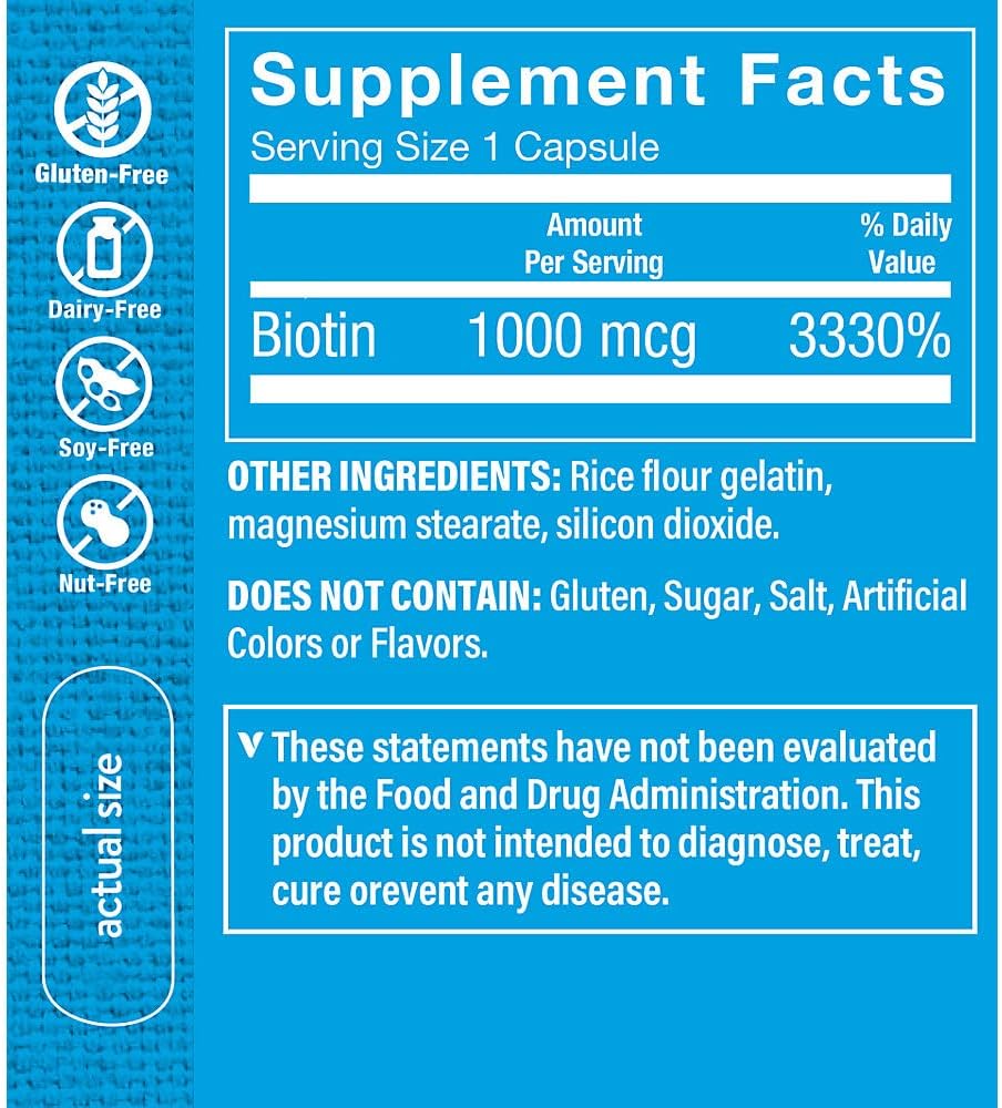 The Vitamin Shoppe Biotina 1 mg - 100 Cápsulas