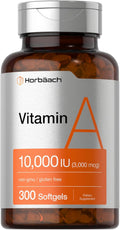 Horbäach Vitamina A 10000 UI Cápsulas Blandas | 300 Unidades | Complemento Alimenticio Sin Gluten, No-GMO