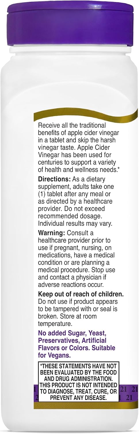 21st Century Vinagre de Manzana 300 mg Comprimidos, 250 Unidades
