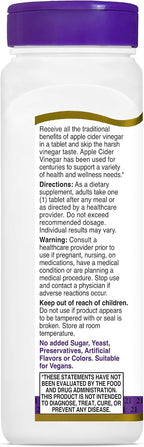 21st Century Vinagre de Manzana 300 mg Comprimidos, 250 Unidades