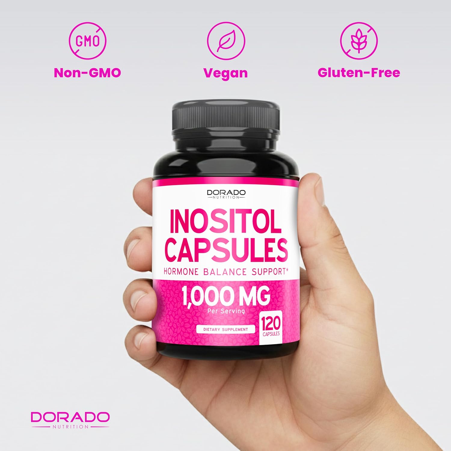 Cápsulas de Inositol (Myo-Inositol) 1000 mg por dosis, 120 cápsulas