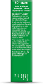 Vitabiotics Ultra Ácido Fólico 400 µg con Vitamina B12, 60 Comprimidos