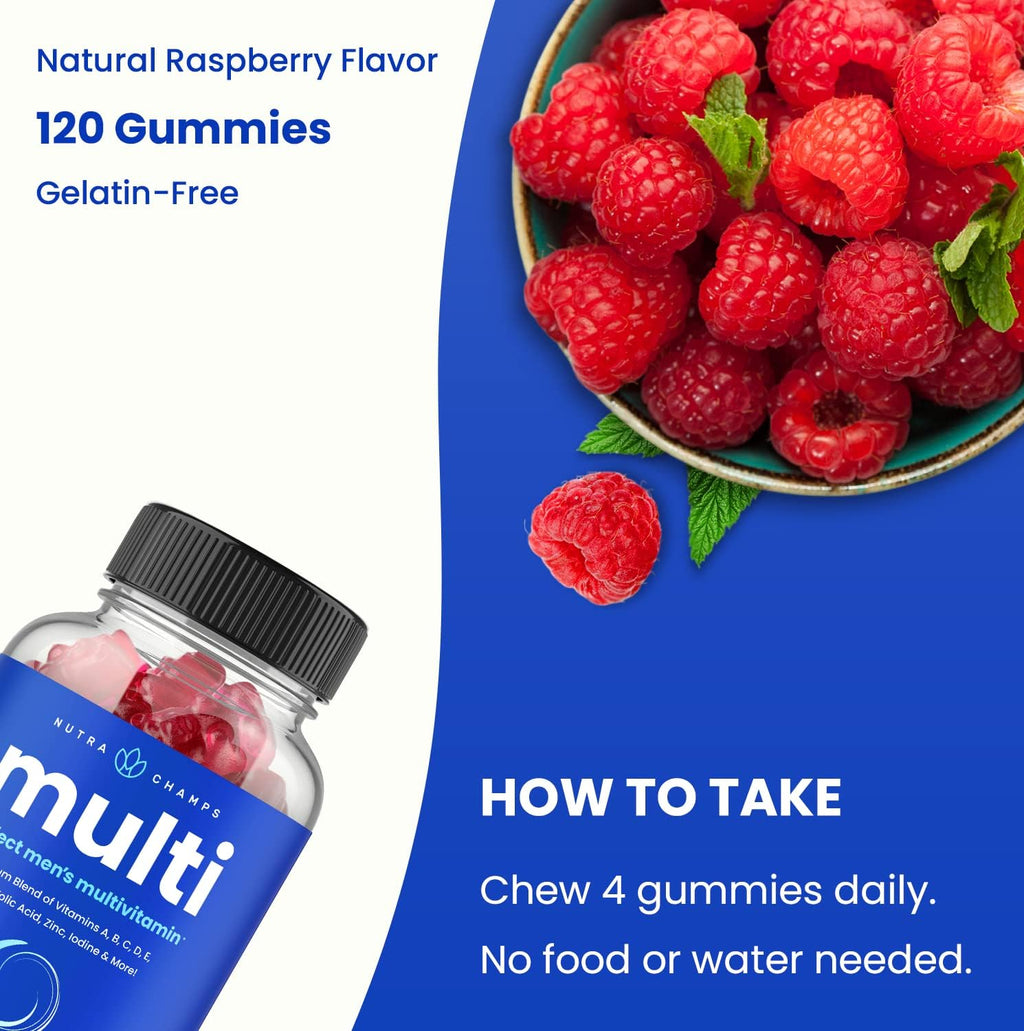 NutraChamps Multivitamínico para Hombres 14+ - Gominolas Multivitamínicas, 120 unidades