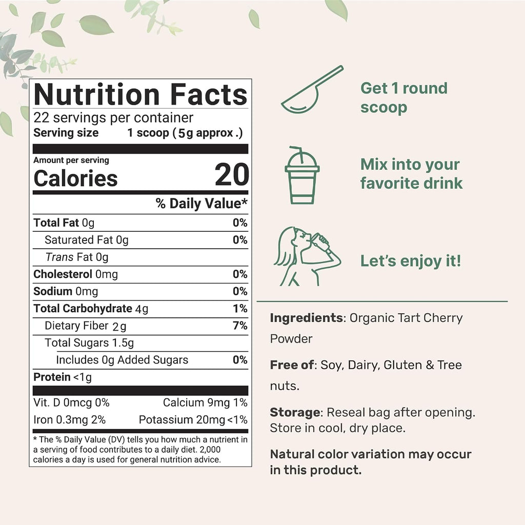 Micro Ingredients Polvo de Cereza Ácida Orgánica, 113 g