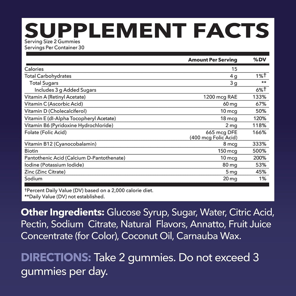 Gominolas Multivitamínicas para Adultos - Con Vitamina C, D y Zinc - 60 Gominolas - Sabor Bayas Mixtas