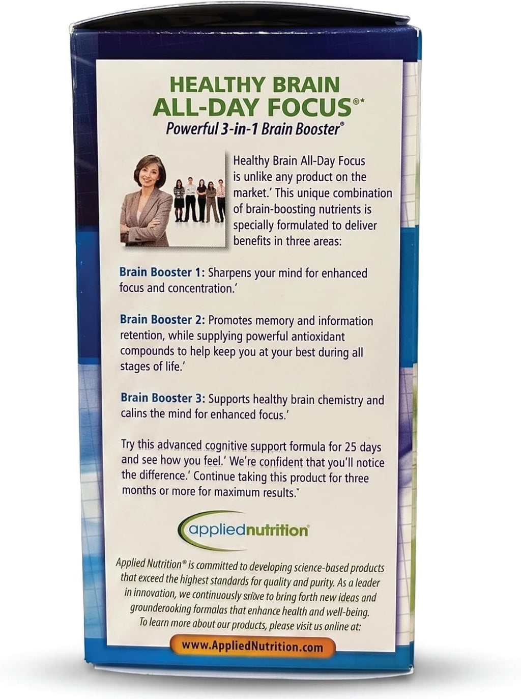 Applied Nutrition Healthy Brain All Day Focus – Concentración Todo el Día, 50 Comprimidos (Pack de 3)