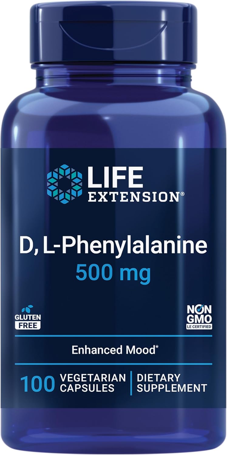 Life Extension D,L-Fenilalanina, 500 mg, 100 Cápsulas
