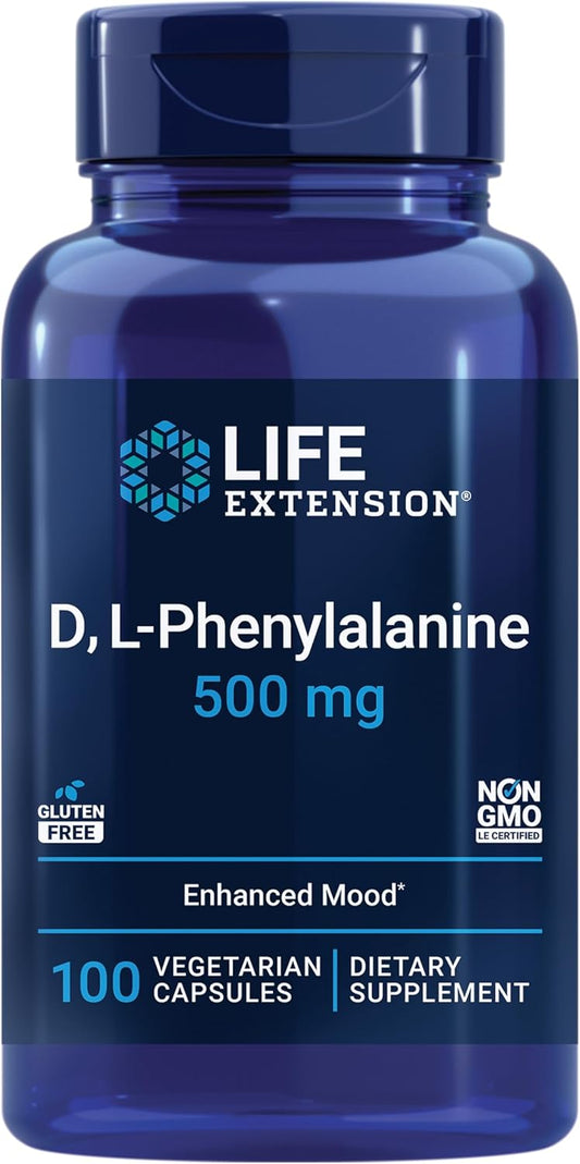 Life Extension D,L-Fenilalanina, 500 mg, 100 Cápsulas