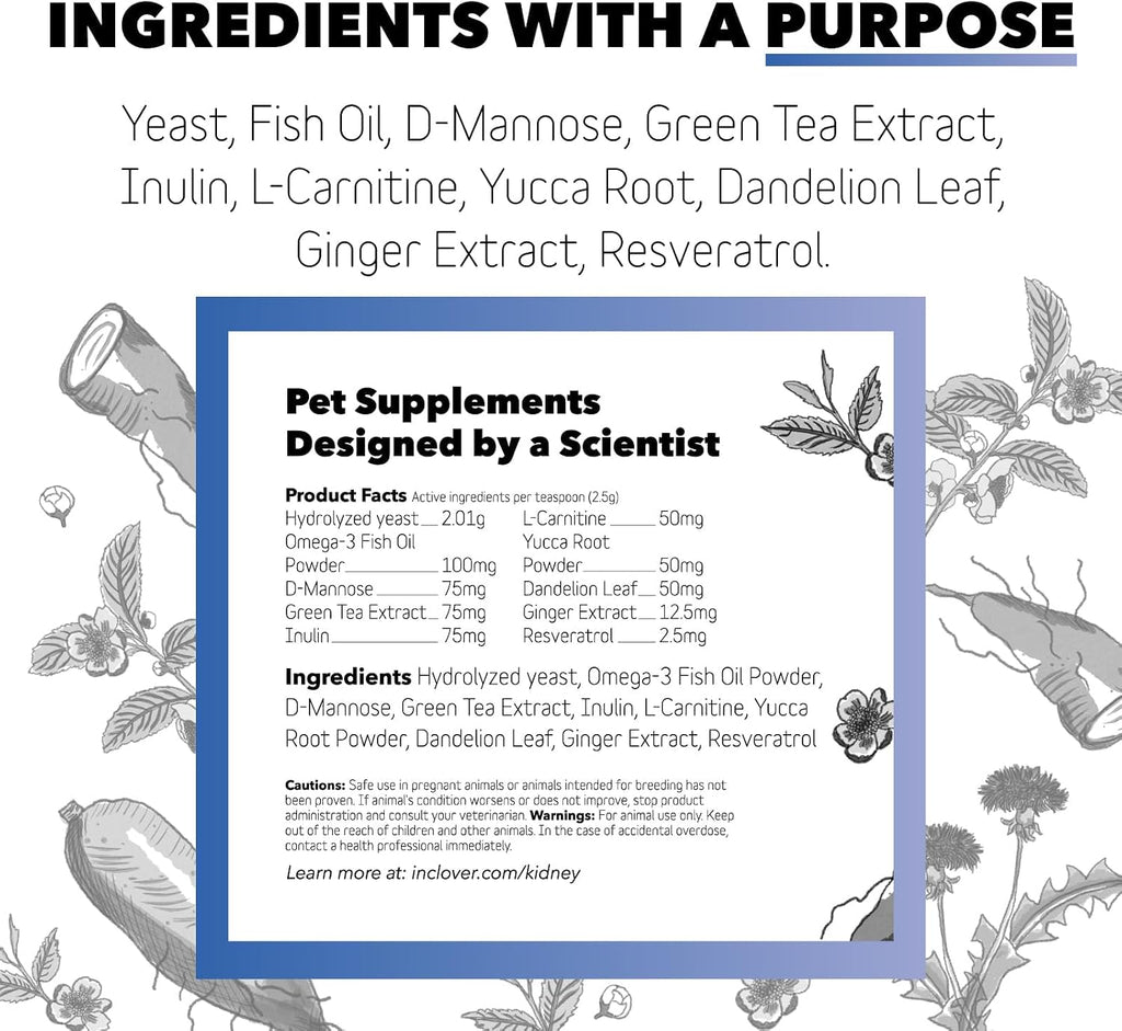 InClover Kidney – Complemento para la salud de la vejiga y riñones en perros y gatos
