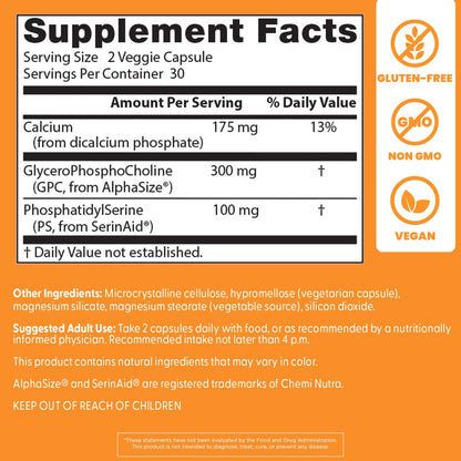 Natural Brain Enhancers - Suplemento para la – Fosfatidilserina (SerinAid®): 100 mg por dosis de 2 cápsulas. – Image 4