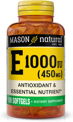 MASON NATURAL Vitamina E, 450 mg (1000 UI), Suplemento Diario para el Bienestar General, 50 Cápsulas Blandas