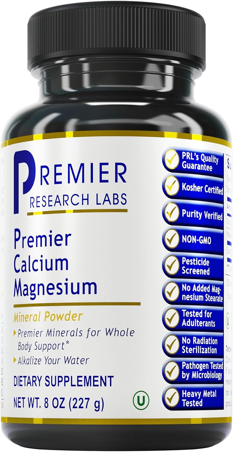 Premier Research Labs Calcio y Magnesio en Polvo - Polvo de Calcio Coral Natural para la Salud Ósea - 227 g