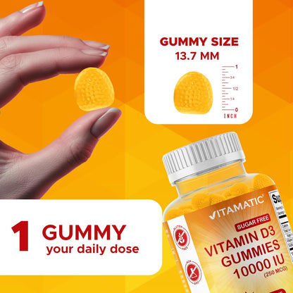 Vitamatic Vitamina D3 10000 IU Gomitas Sin – El mantenimiento de los huesos en condiciones normales. – Image 3