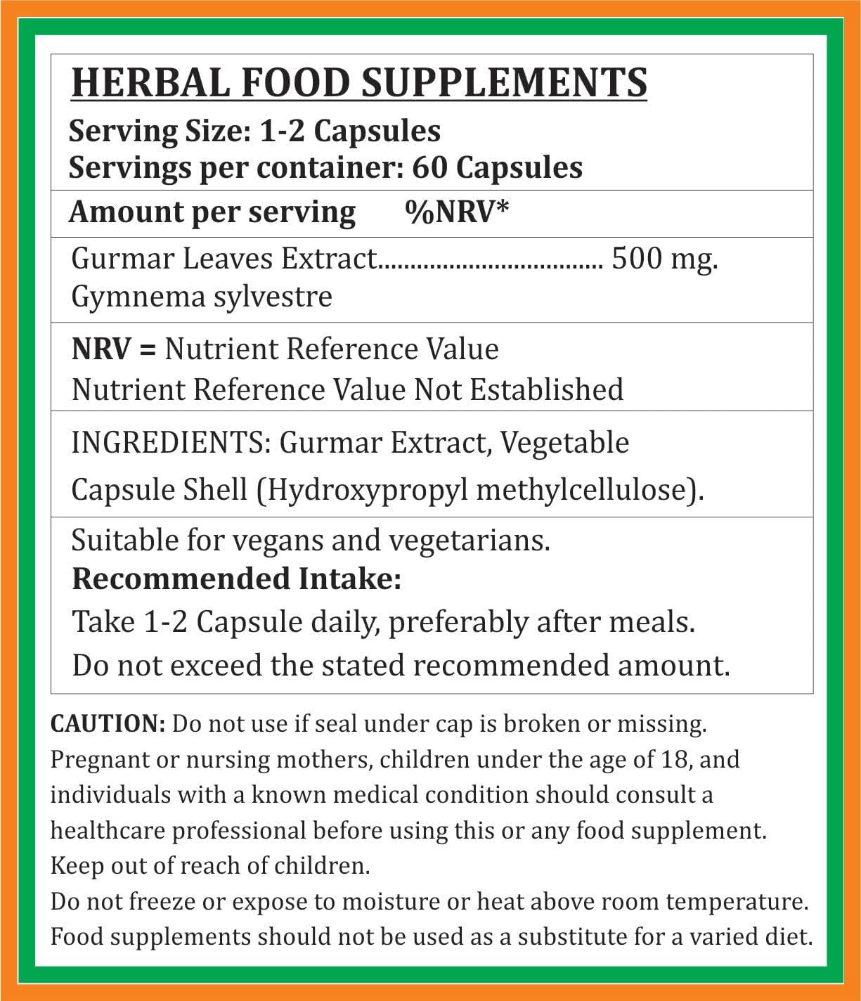 Gurmar Forte Cápsulas 500 mg - Extracto de Gudmar (Gymnema Sylvestre) - 120 Cápsulas Vegetales (2 Envases de 60)