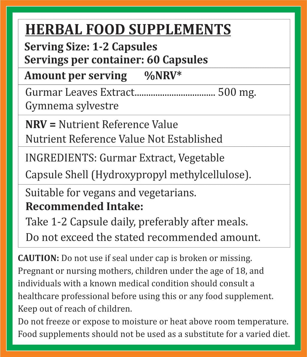 Gurmar Forte Cápsulas 500 mg - Extracto de Gymnema Sylvestre - 60 cápsulas vegetales (Pack de 4)