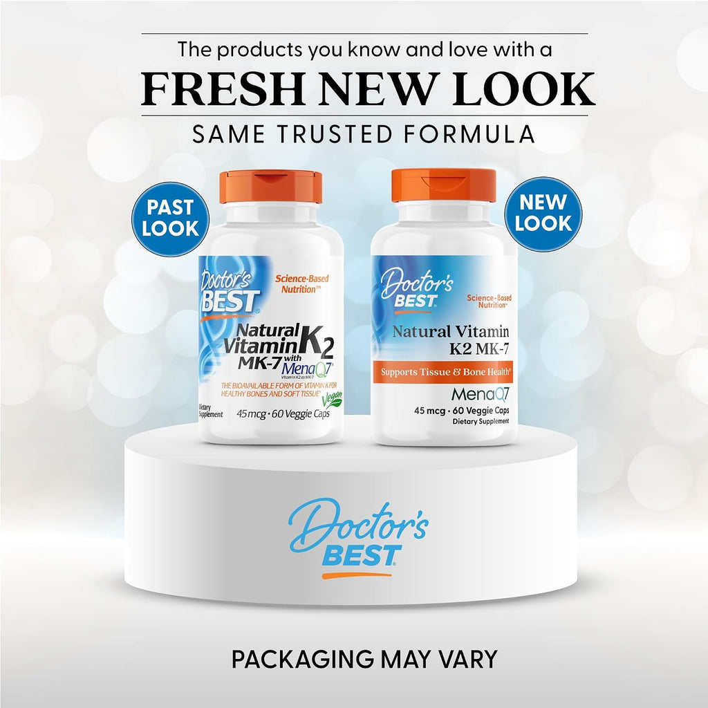 Doctor's Best Vitamina K2 natural Mk-7 con MenaQ7 45 mcg 60 cápsulas vegetales