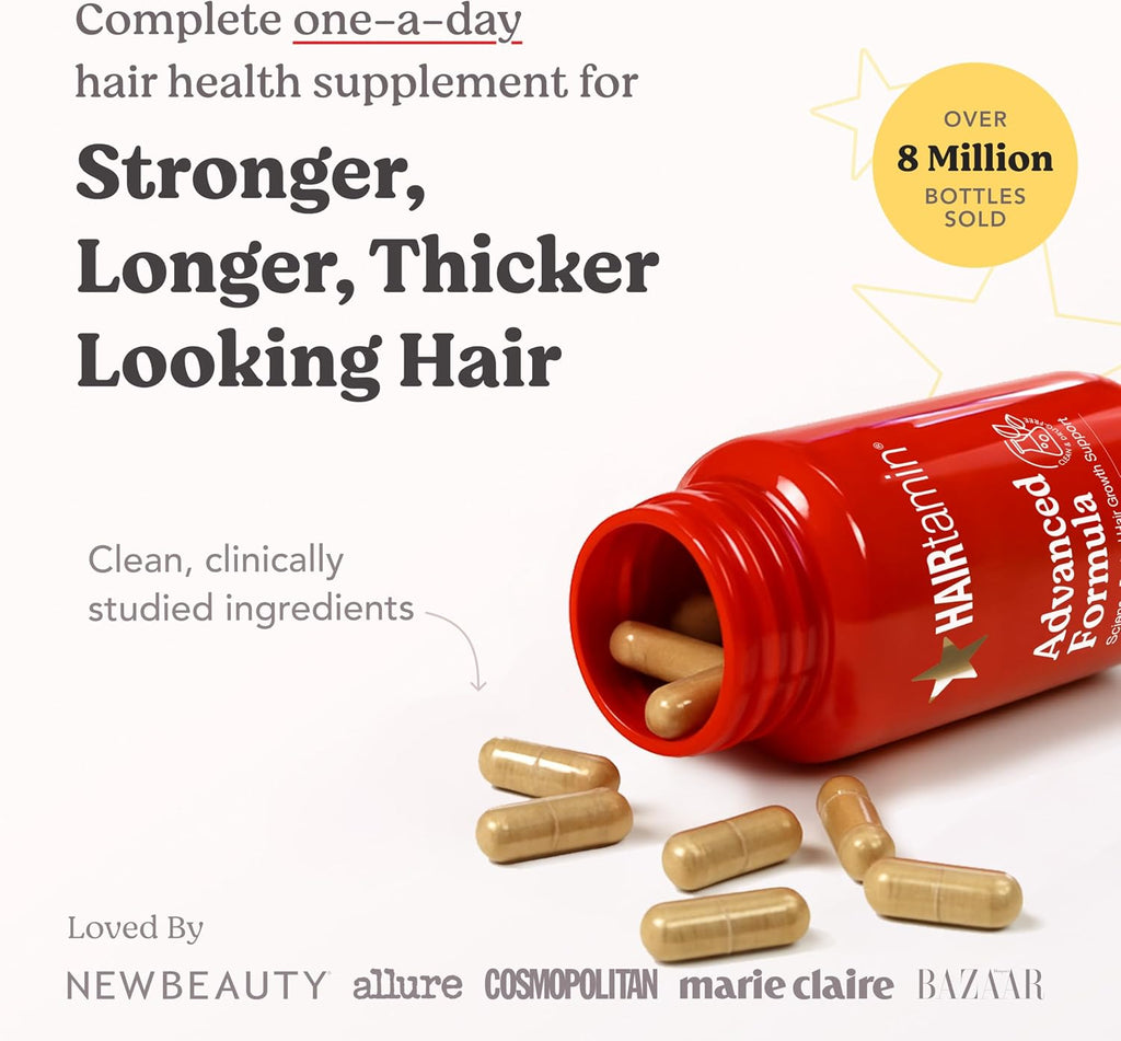 HAIRtamin Advanced Formula Biotin 5000 mcg - Hair, Skin and Nails Supplement - 30 Capsules