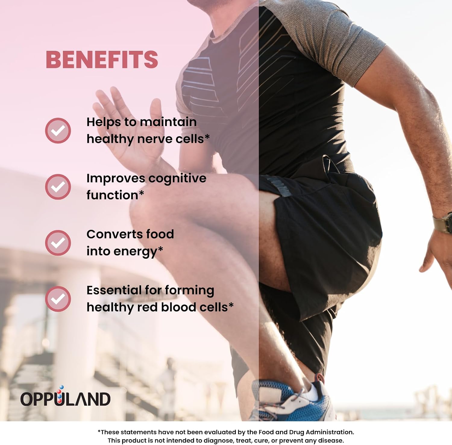 Oppuland Metilcobalamina B12 5000 mcg con Folato - Comprimidos Masticables Sabor Cereza - 120 Unidades