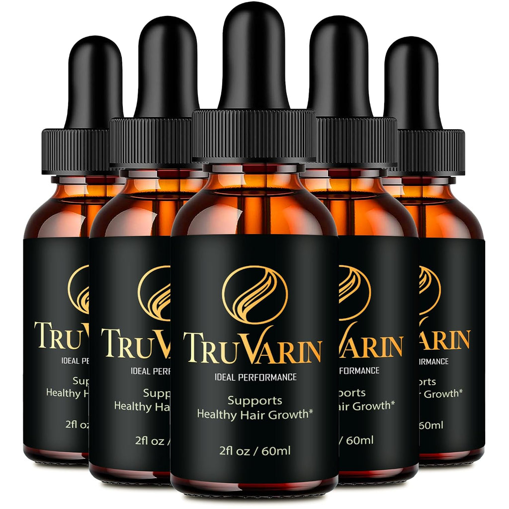 TruVarin Drops - Fórmula Avanzada Oficial - Suplemento Líquido Natural para el Crecimiento del Cabello y un Cuero Cabelludo Saludable (5 Envases)