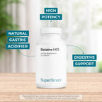 Supersmart - Betaina HCI 2600 mg - 120 Comprimidos - Fórmula de Ácido Clorhídrico para una Digestión Saludable