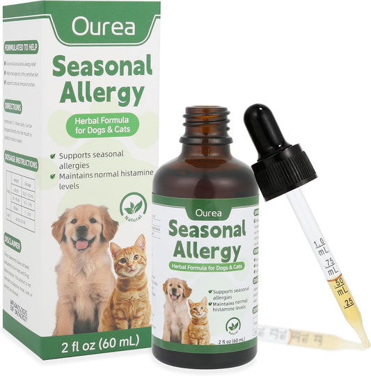 Alivio para Alergias Estacionales en Perros y Gatos - Fórmula Herbal Natural - Líquido de Rápida Absorción