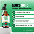 Gluco Tonic Drops - Fórmula Líquida de Apoyo Sanguíneo, Alta Potencia, 1 Pack