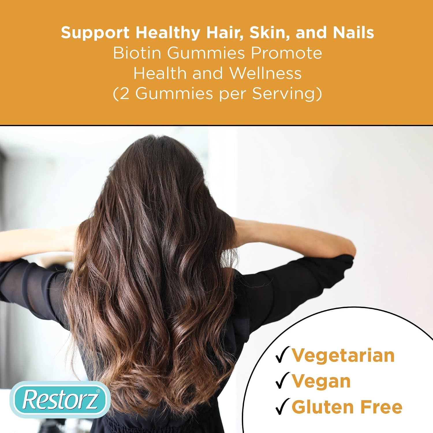 Restorz Gomitas de Biotina para Cabello, Piel y Uñas, Sabor Fresa (Pack de 12)