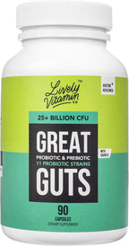 LIVELY VITAMIN CO. Great Guts Probiotic - 25 Billion CFU - Equilibrio Intestinal - 90 Cápsulas