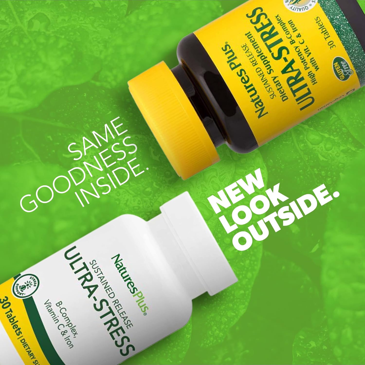 NaturesPlus Ultra-Stress con Hierro, Liberación Sostenida - 30 Comprimidos Vegetarianos