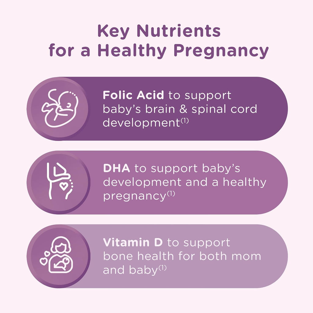 Centrum Prenatal Multivitamin Gummies con DHA y Ácido Fólico - Sabor Arándano Rojo y Naranja - 60 Gominolas