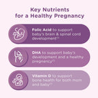 Centrum Prenatal Multivitamin Gummies con DHA y Ácido Fólico - Sabor Arándano Rojo y Naranja - 60 Gominolas