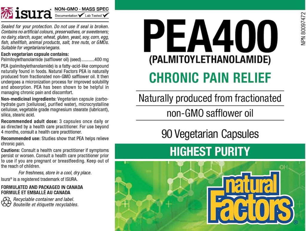 Natural Factors PEA400 - Palmitoylethanolamide Puro, 90 Cápsulas