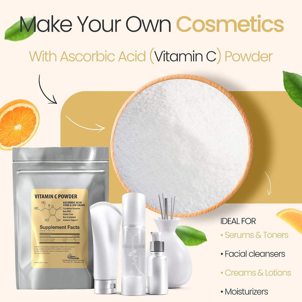 Pure Vitamin C Powder Organic (8 Oz / 226 g) Ácido Ascórbico en Polvo