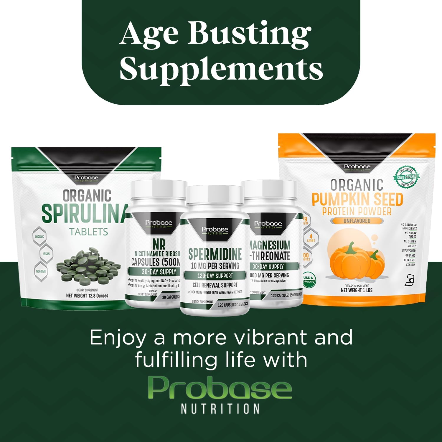 Probase Nutrition Spermidina (10mg de Spermidina 99% 3HCL) 120 Cápsulas
