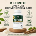 Kefirito Daily Symbiotic Formula – Suplemento Simbiótico Diario con Probióticos y Prebióticos, 60 Cápsulas