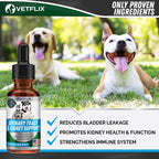 Vetflix Suplemento Líquido para Vías Urinarias y Riñón para Perros y Gatos, 59 ml