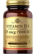 Solgar Vitamina D3 (Colecalciferol) 5000 IU, 120 Cápsulas Vegetales