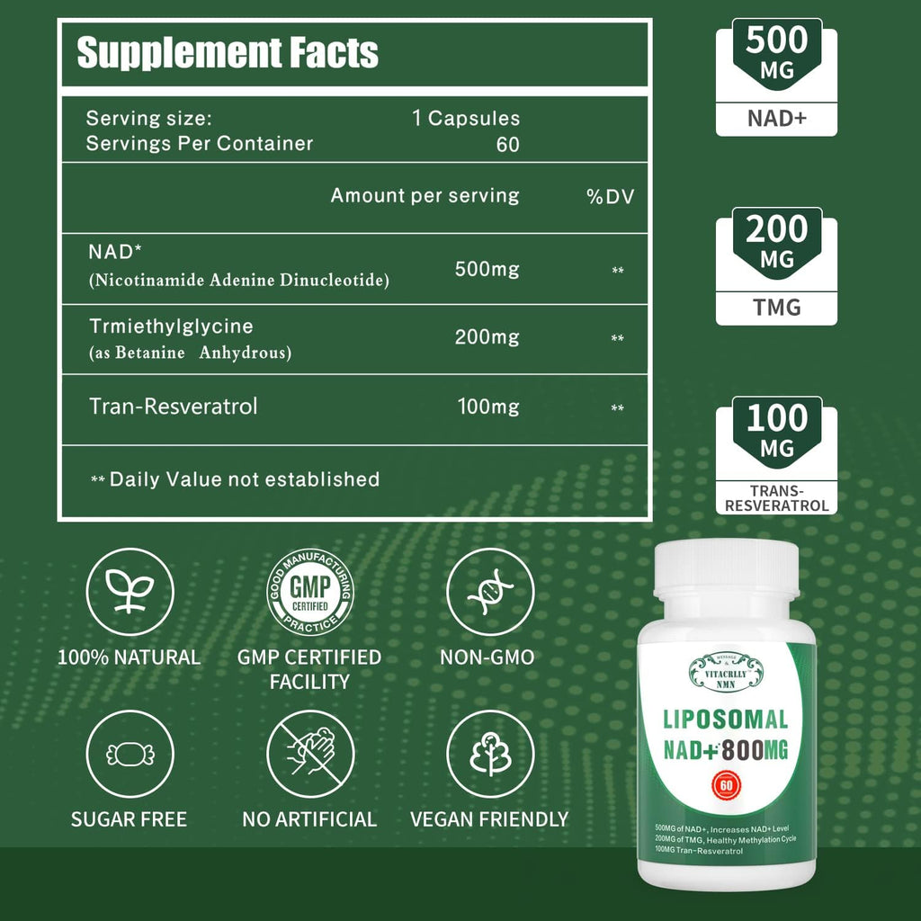 NAD+ Plus Liposomal 800mg - 60 Cápsulas